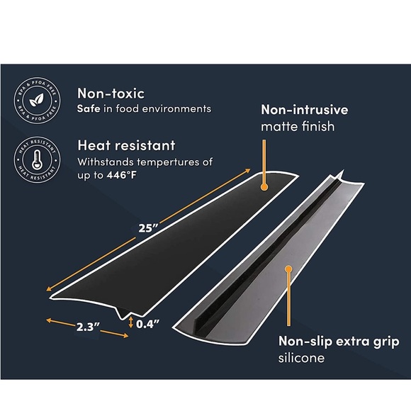 Silicone Stove Gap Covers (2 Pack), Heat Resistant  Between Stovetop-25” Black - Picture 3 of 5